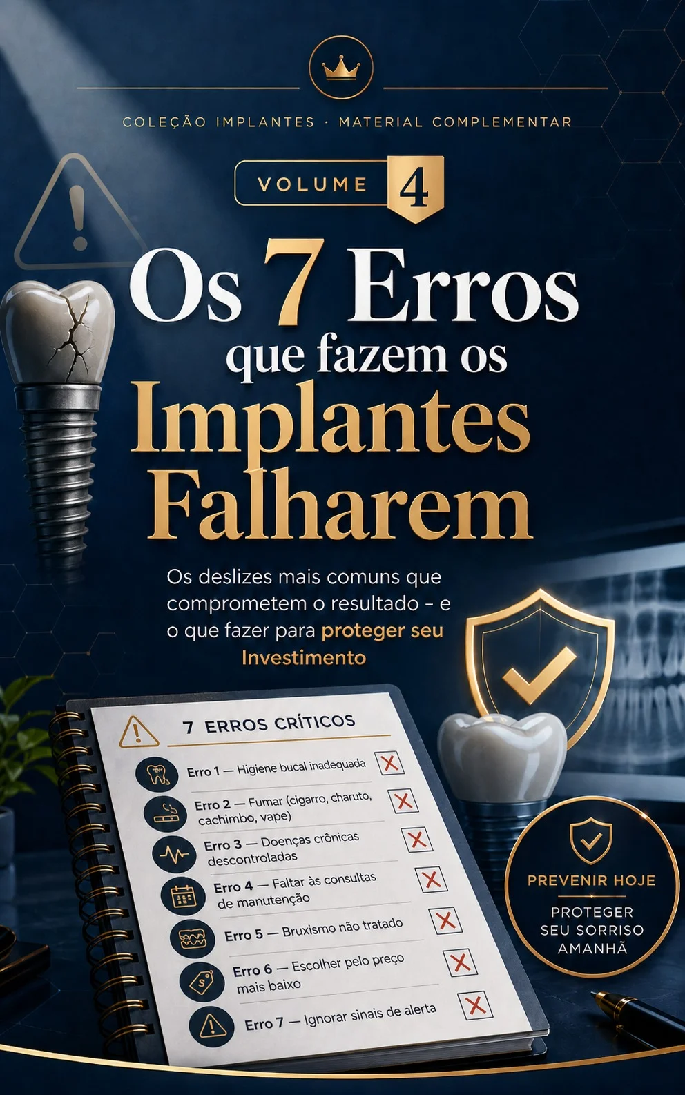 Capa do guia Os 7 Erros que Fazem os Implantes Falharem